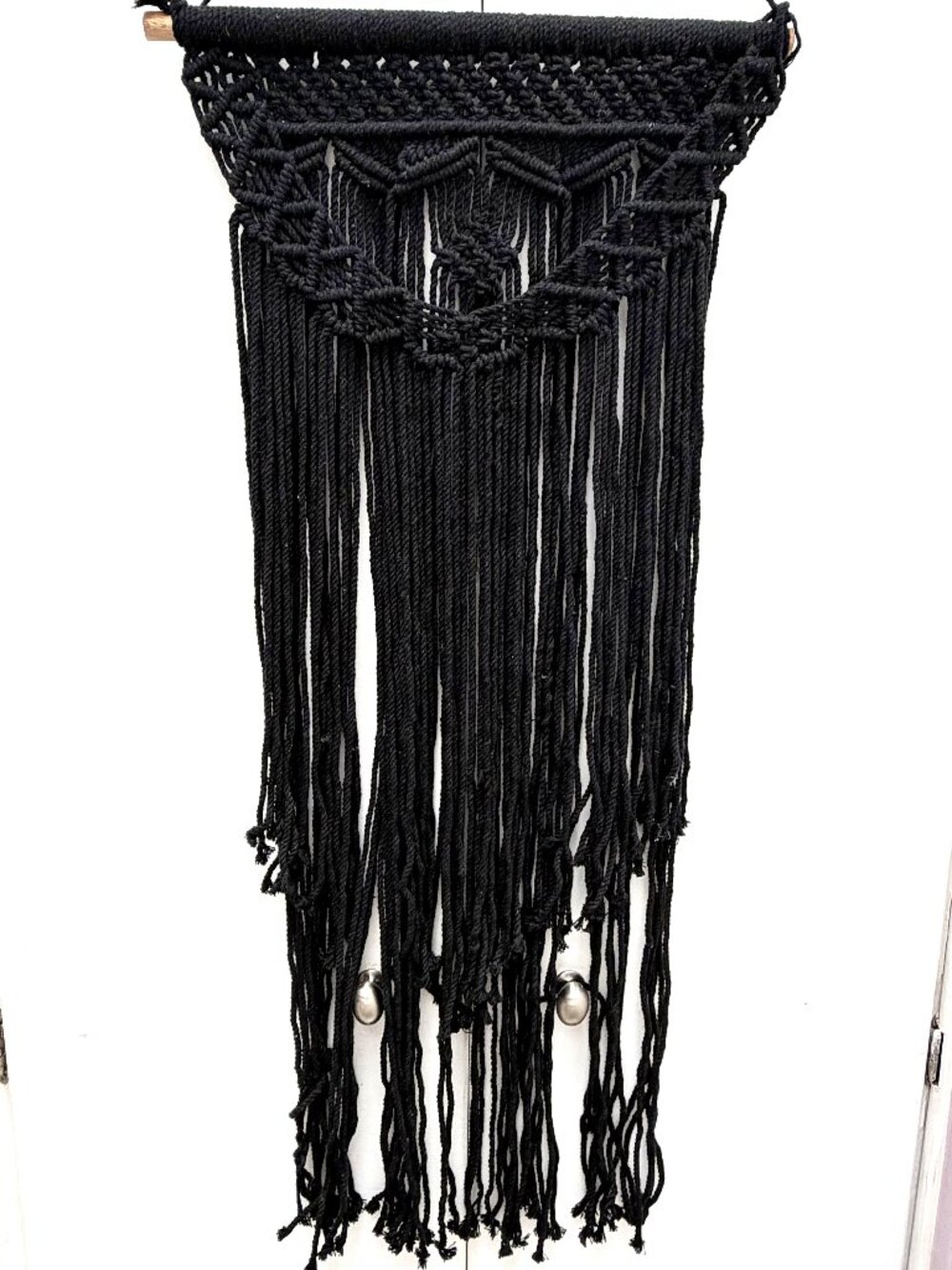 NWOT Black Macramé Wall Hanging Boho Fiber Art